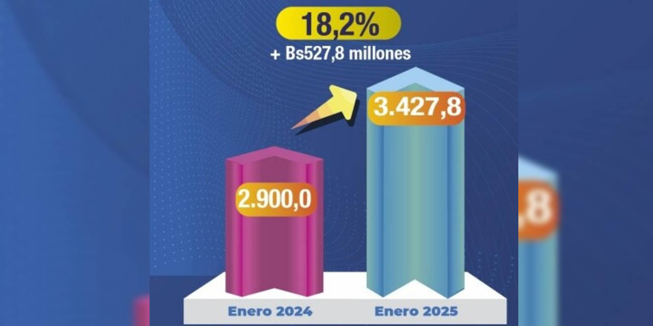 La recaudación tributaria del Mercado Interno (MI) de enero de 2025 llegó a Bs 3.427,8 millones. Foto: SIN