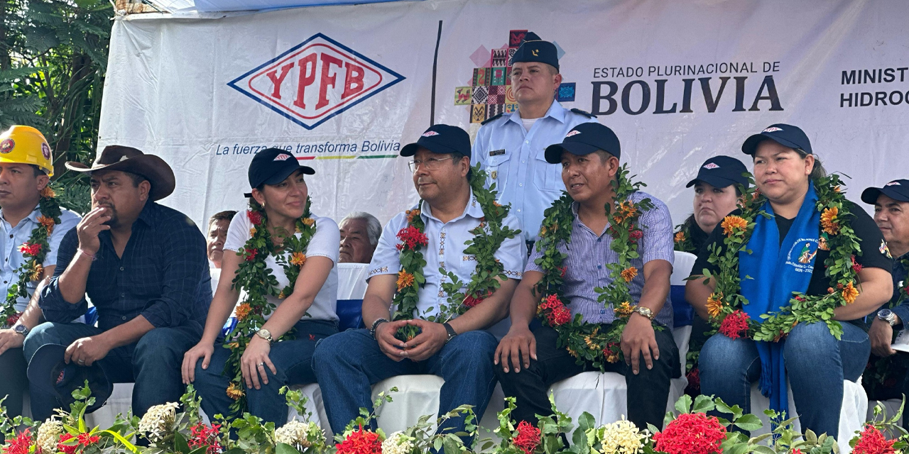 El presidente Luis Arce en el acto de entrega de obras en el municipio de Trinidad, Beni. Foto: YPFB