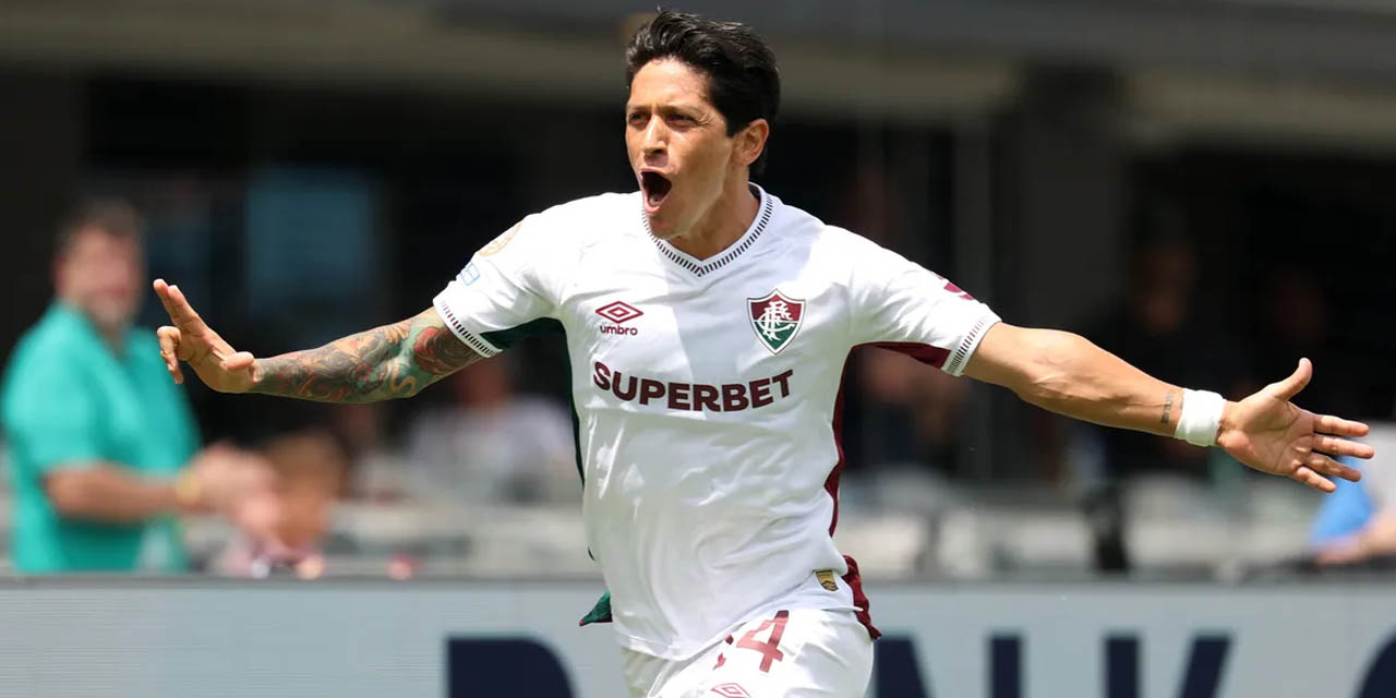 Germán Cano grita su gol, el primero del Fluminense.