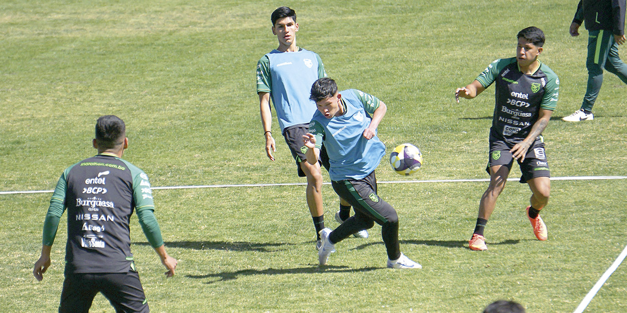 La Selección en la práctica de fútbol en espacio reducido.