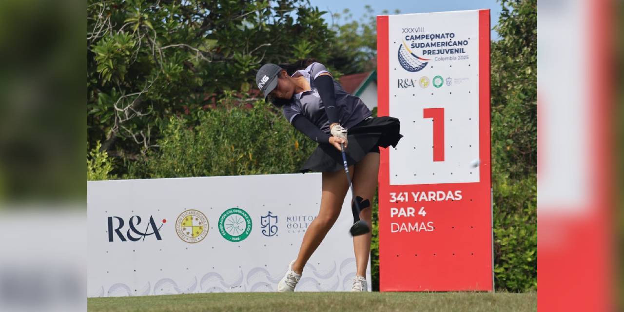 La golfista nacional Mayumi Onishi en plena acción en la jornada de ayer en el sudamericano. 