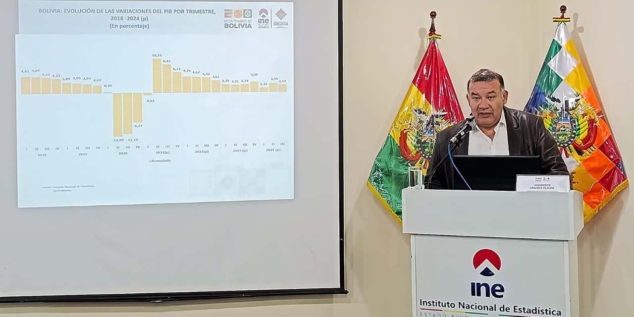 El director del Instituto Nacional de Estadística (INE), Humberto Arandia, en conferencia de prensa. 