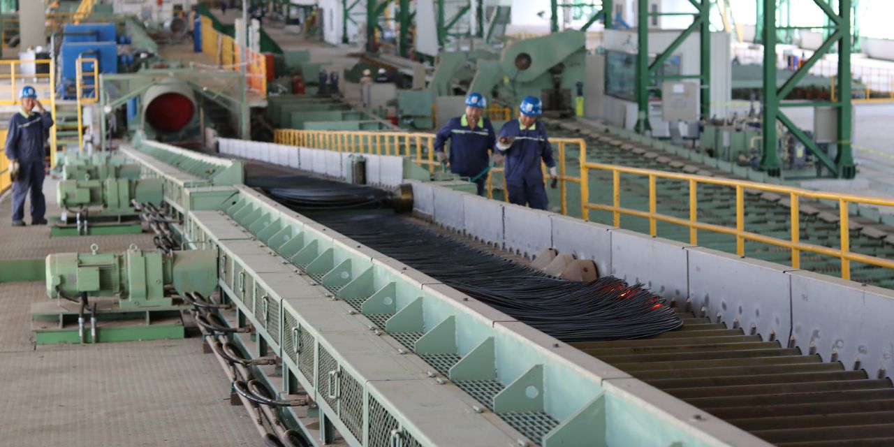 La producción de alambrón en el complejo industrial.