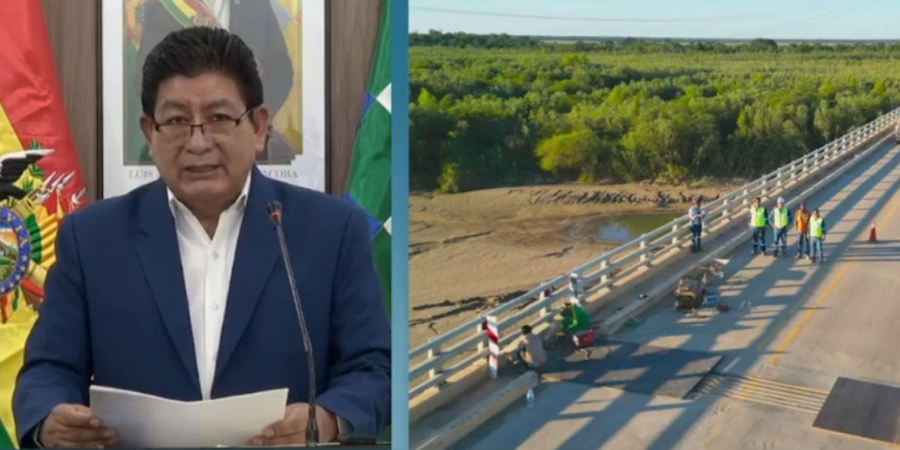 El ministro de Obras Públicas, Edgar Montaño, en conferencia de prensa. Imagen: Captura.