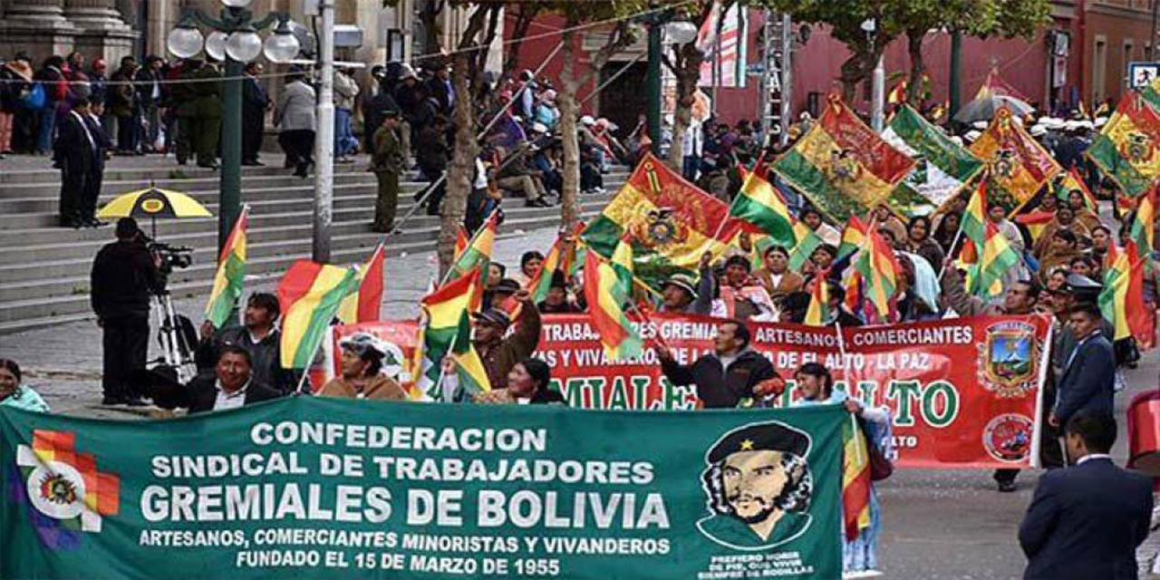 Confederación de Gremiales de Bolivia durante una manifestación.