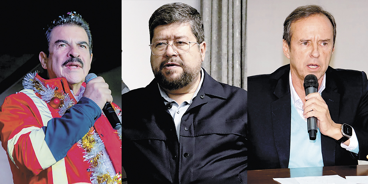 Los candidatos Manfred Reyes Villa, Samuel Doria Medina y Jorge Tuto Quiroga