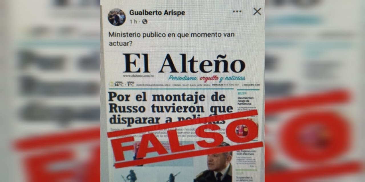 Post que publicó el diputado Gualberto Arispe y que fue denunciado como falso.