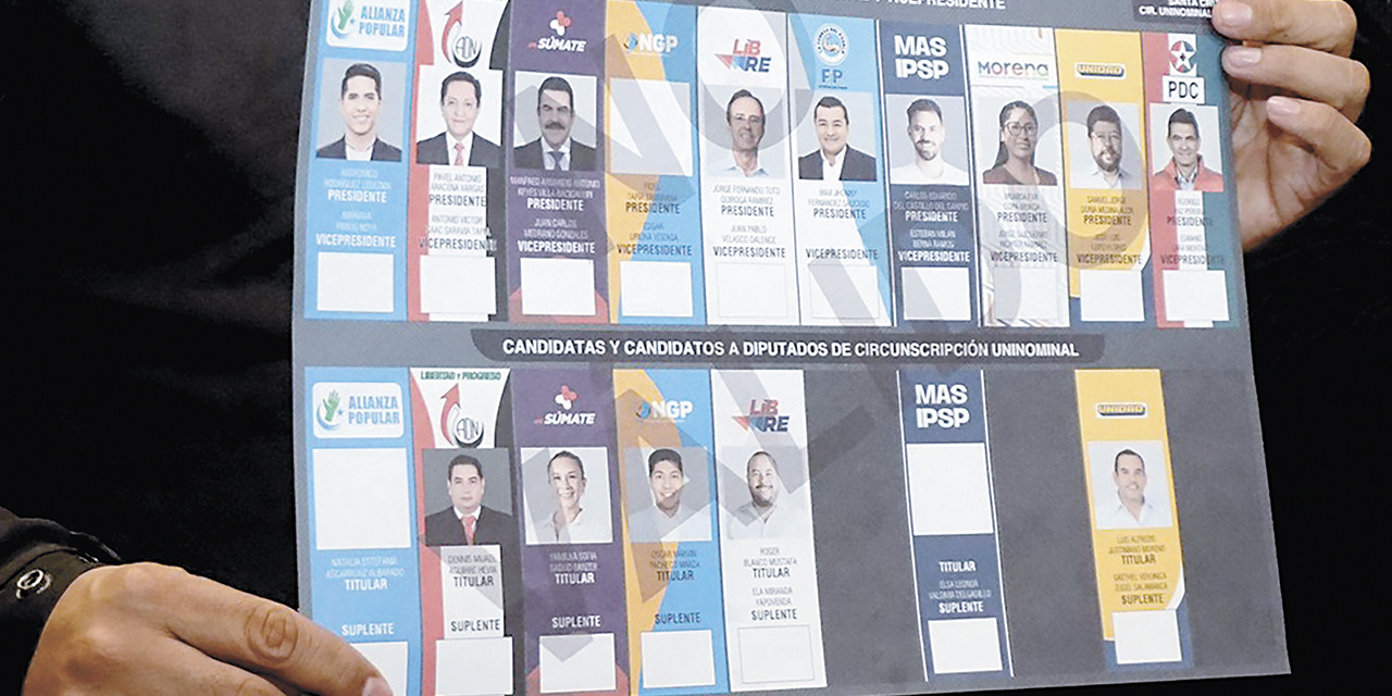 La papeleta que circulará el domingo 17 de agosto en las elecciones generales.