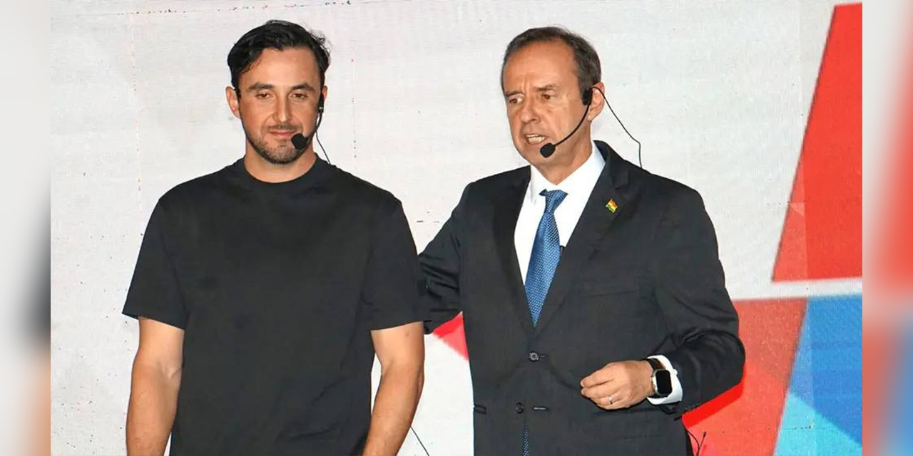 Juan Pablo Velasco y Jorge Tuto Quiroga, el binomio presidencial que postula la alianza Libre. 