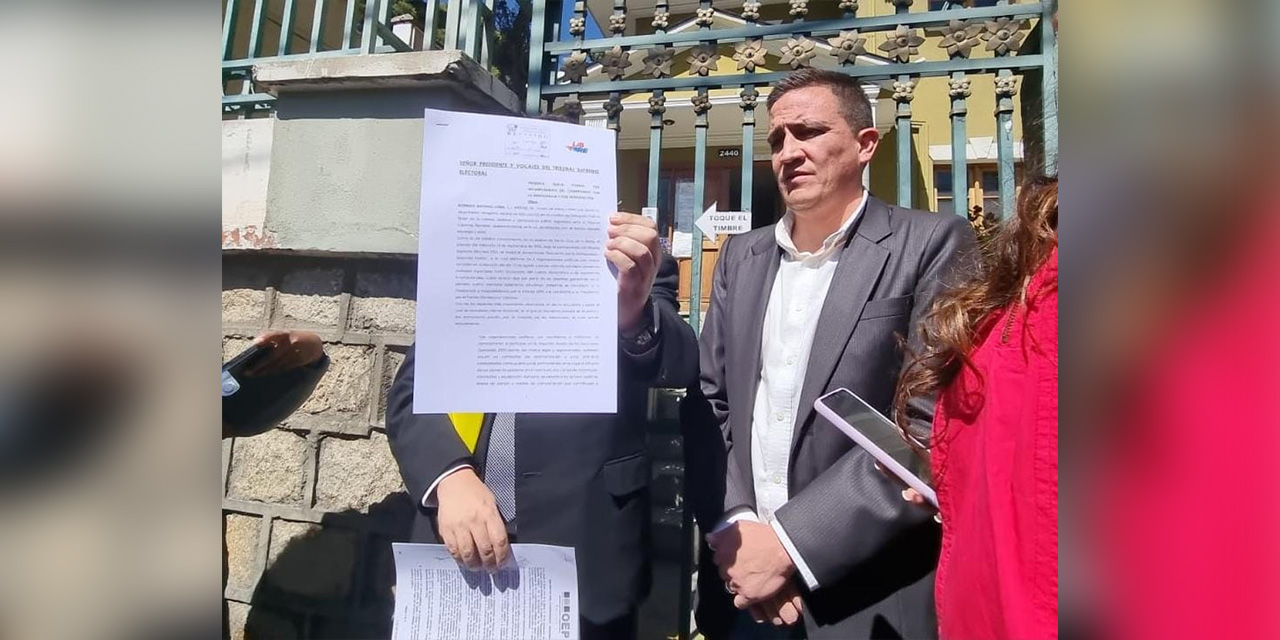 Representantes de la Alianza Libre presentan la denuncia ante el TSE.
