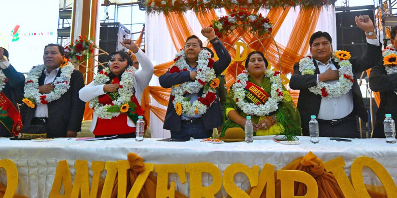 El presidente Luis Arce en el aniversario de Agamdepaz. | Foto: Presidencia Arce llama a cuidar la industrialización y la Marcha al Norte como los factores de desarrollo de La Paz