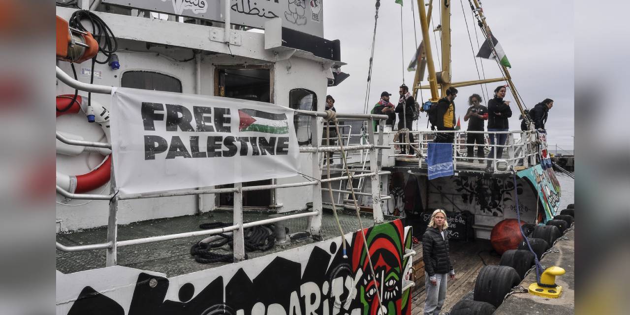 El buque ‘Conscience’ transporta ayuda humanitaria a Gaza. Foto: Rumbo a Gaza