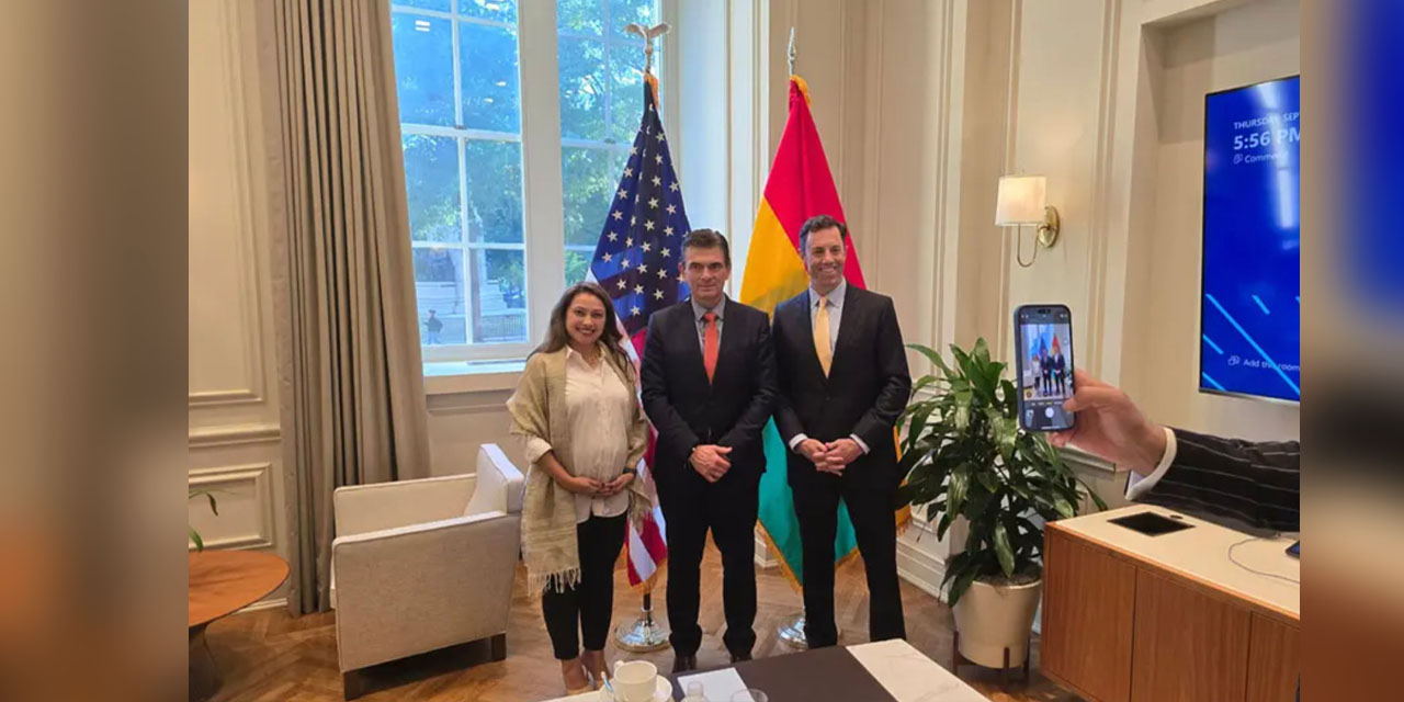 Rodrigo Paz en Estados Unidos, en una cita con la Cámara de Comercio.