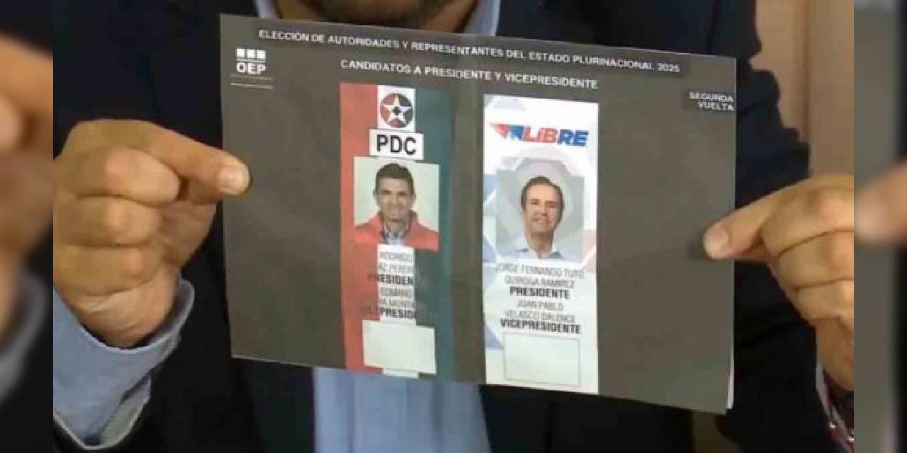 Los candidatos Jorge Quiroga y Rodrigo Paz en la papeleta de la segunda vuelta.