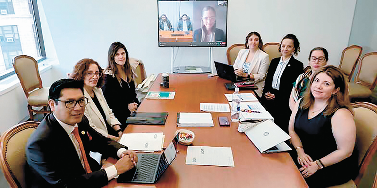 Delegación boliviana y miembros de la CIDH.