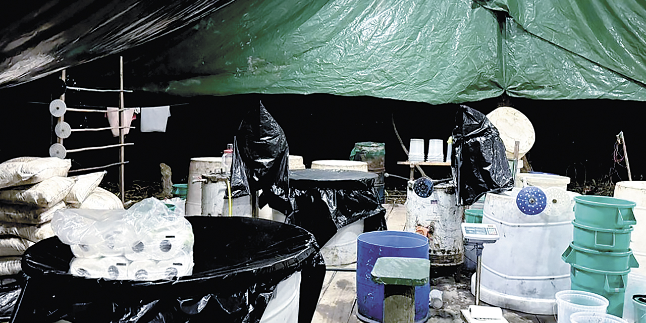 Un laboratorio decubierto por la Felcn en el trópico de Cochabamba. 