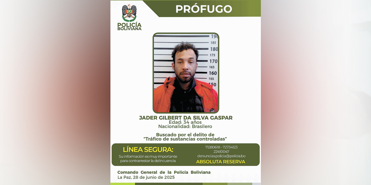 La Policía publicó una notificación de búsqueda de Jader. 