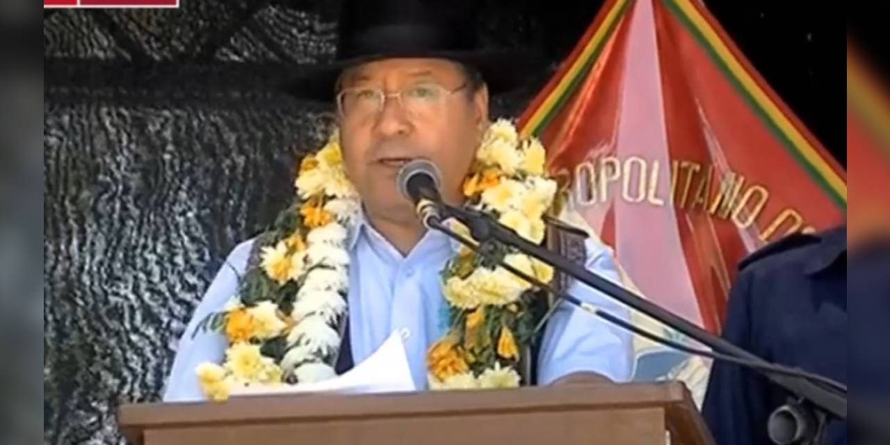 El presidente Luis Arce Catacora durante su discurso.