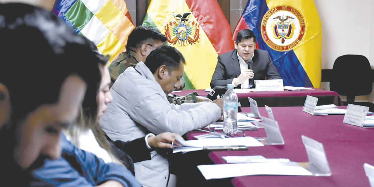 La reunión en la que participó el viceministro Jaime Mamani.  FOTO:  VDS-sc