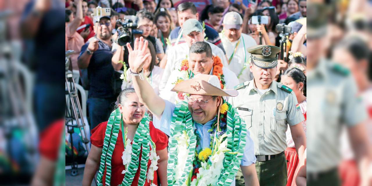El presidente Arce en la entrega de obras en Yacuiba, Tarija.