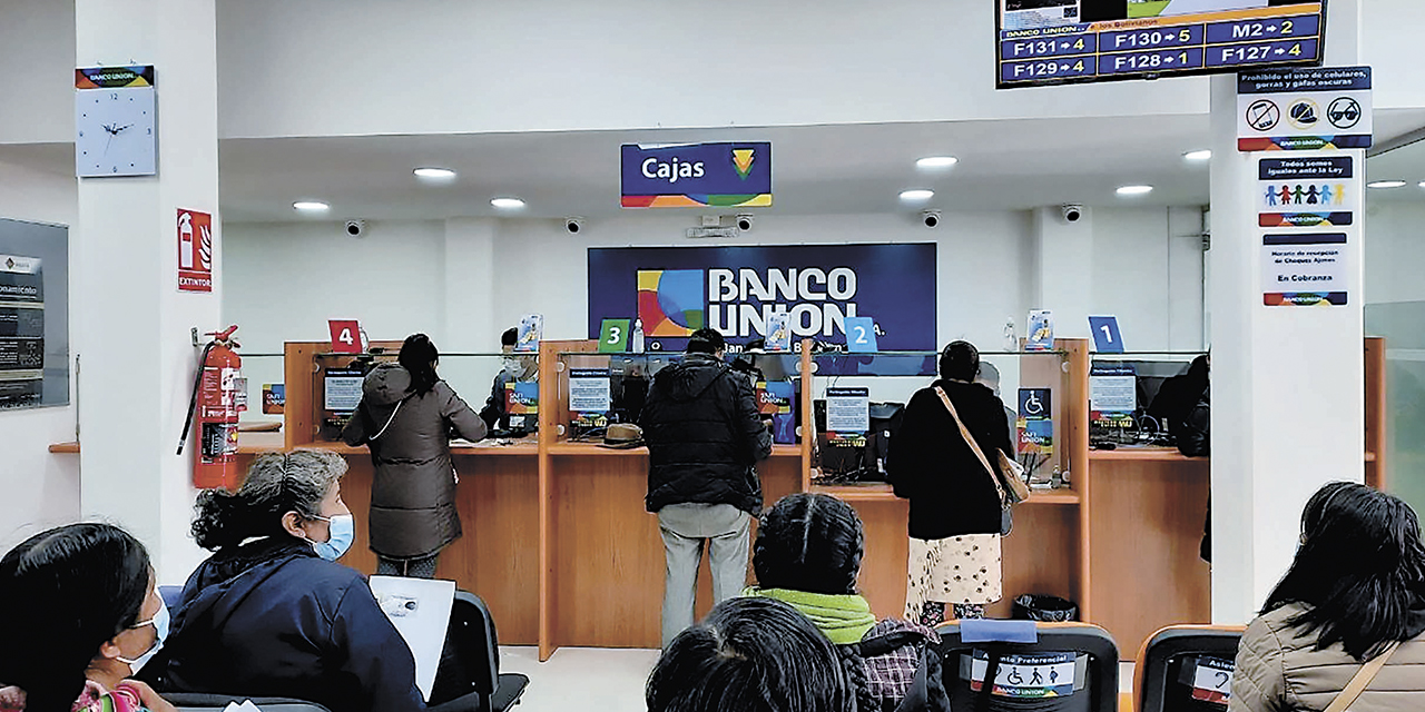 Una de las agencias del Banco Unión, en la ciudad de La Paz.