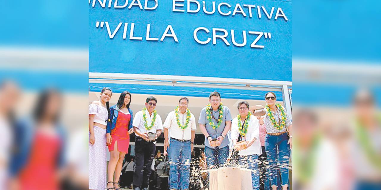 El presidente Luis Arce entrega la unidad educativa Villa Cruz, en Cobija.