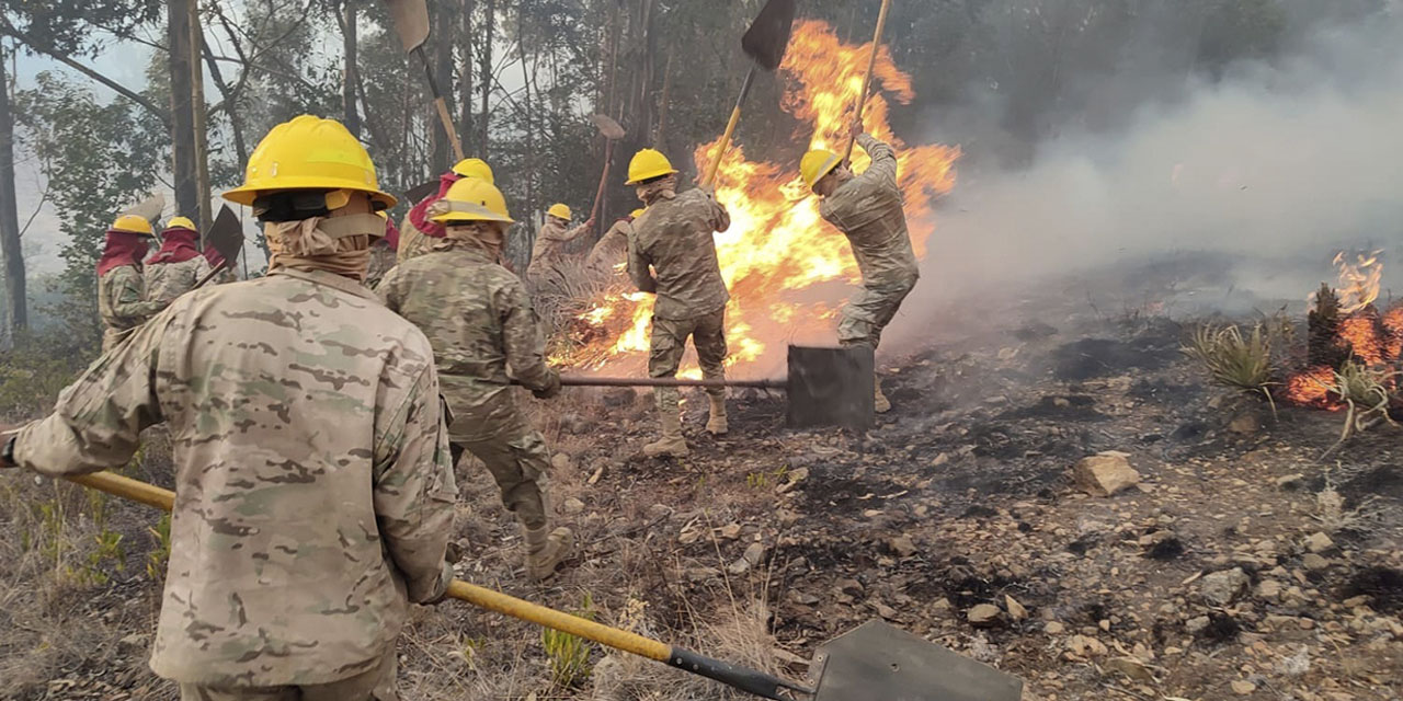 Bomberos sofocan los incendios.