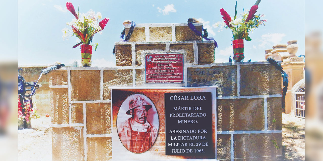 Tumba del mártir obrero en el Cementerio General de Llallagua Fotos: Cortesía Víctor Montoya