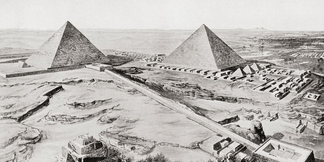 Las pirámides de Giza, Egipto. De la Historia de las Naciones de Hutchinson, publicada en 1915.