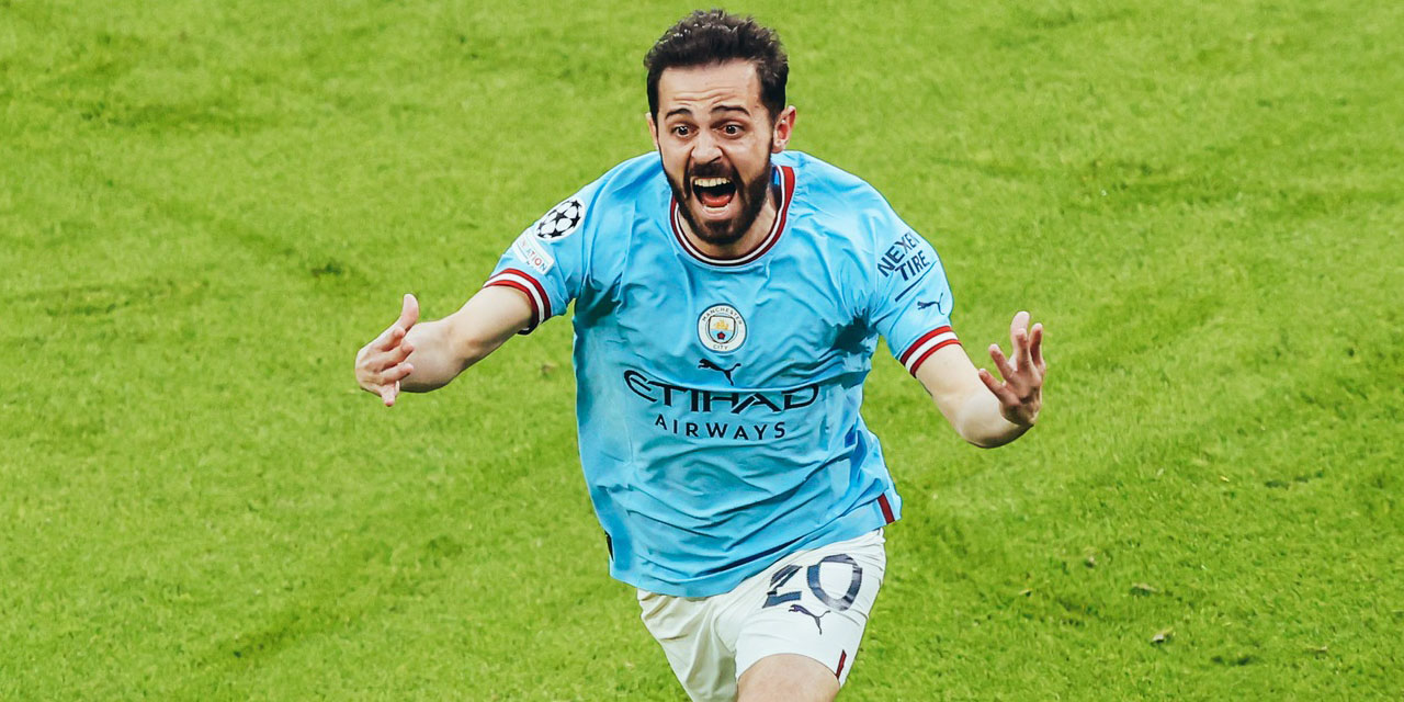 El portugués Bernardo Silva festeja su primer gol. Foto: Manchester City