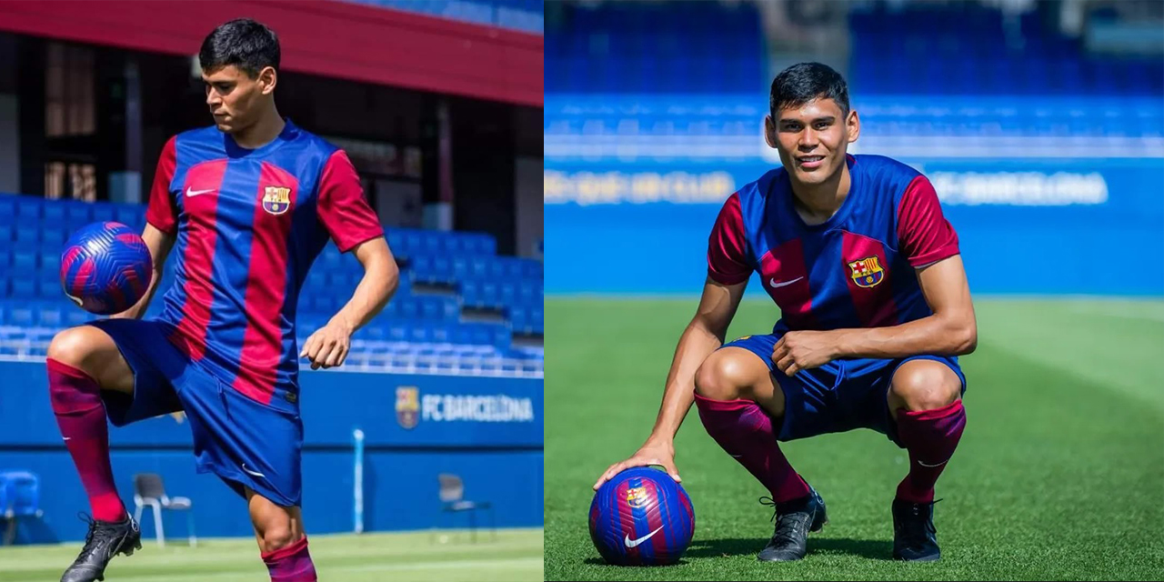 El delantero boliviano Jaume Cuéllar con la camiseta del Barza.