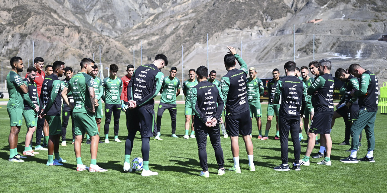 Integrantes de la Selección en los últimos aprestos antes de viajar a Brasil.