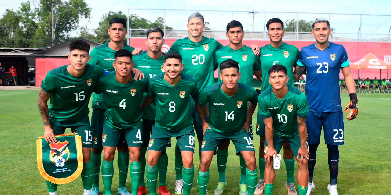 La Selección boliviana Sub-23 que jugó el amistoso frente al seleccionado chileno. Foto: FBF