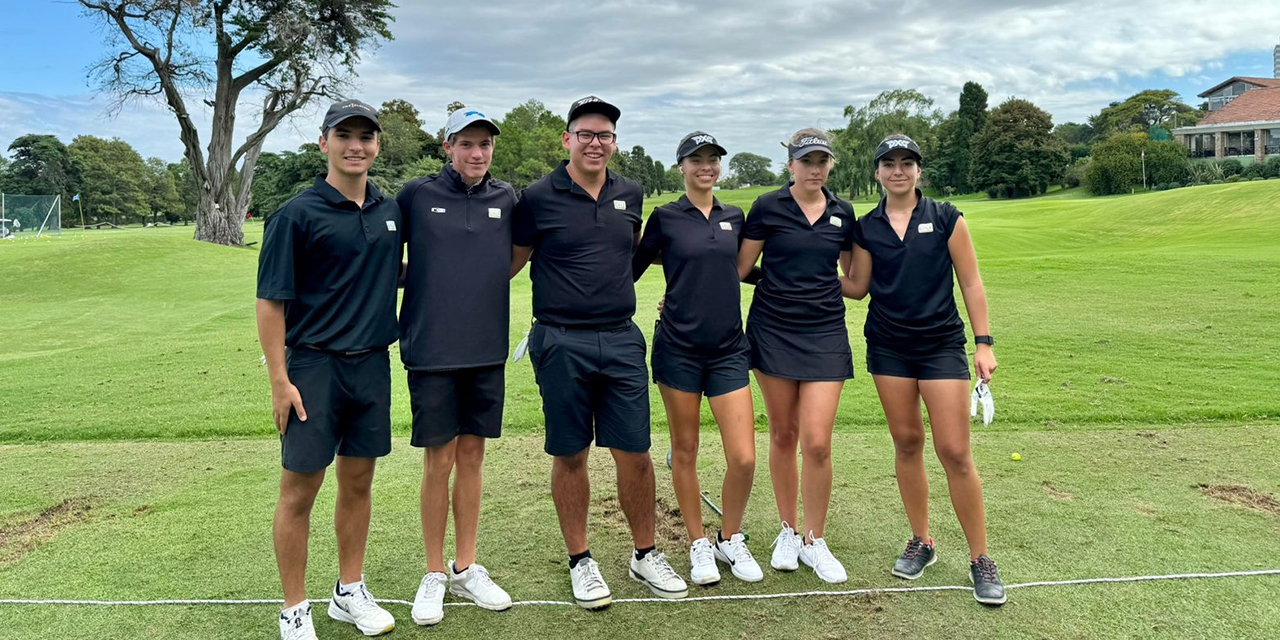 El equipo boliviano de golf juvenil en el campo de competencia.