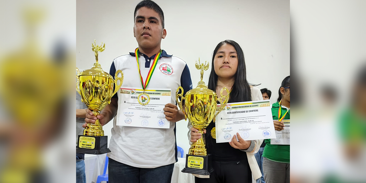 Juan Limpias y Raquel Velásquez, ganadores del Nacional de Ajedrez.