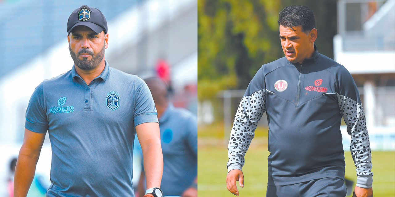 Thiago Leitao, entrenador del equipo de San Antonio. Pablo Godoy, técnico de Universitario de Vinto. Foto: ‘U’ DE VINTO/SAN ANTONIO