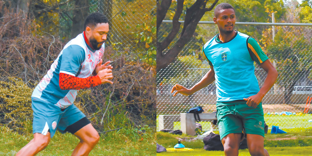 Tommy Tobar, goleador de Universitario de Vinto. Daniel Da Silva, delantero de San Antonio. Foto: ‘U’ de Vinto/San Antonio