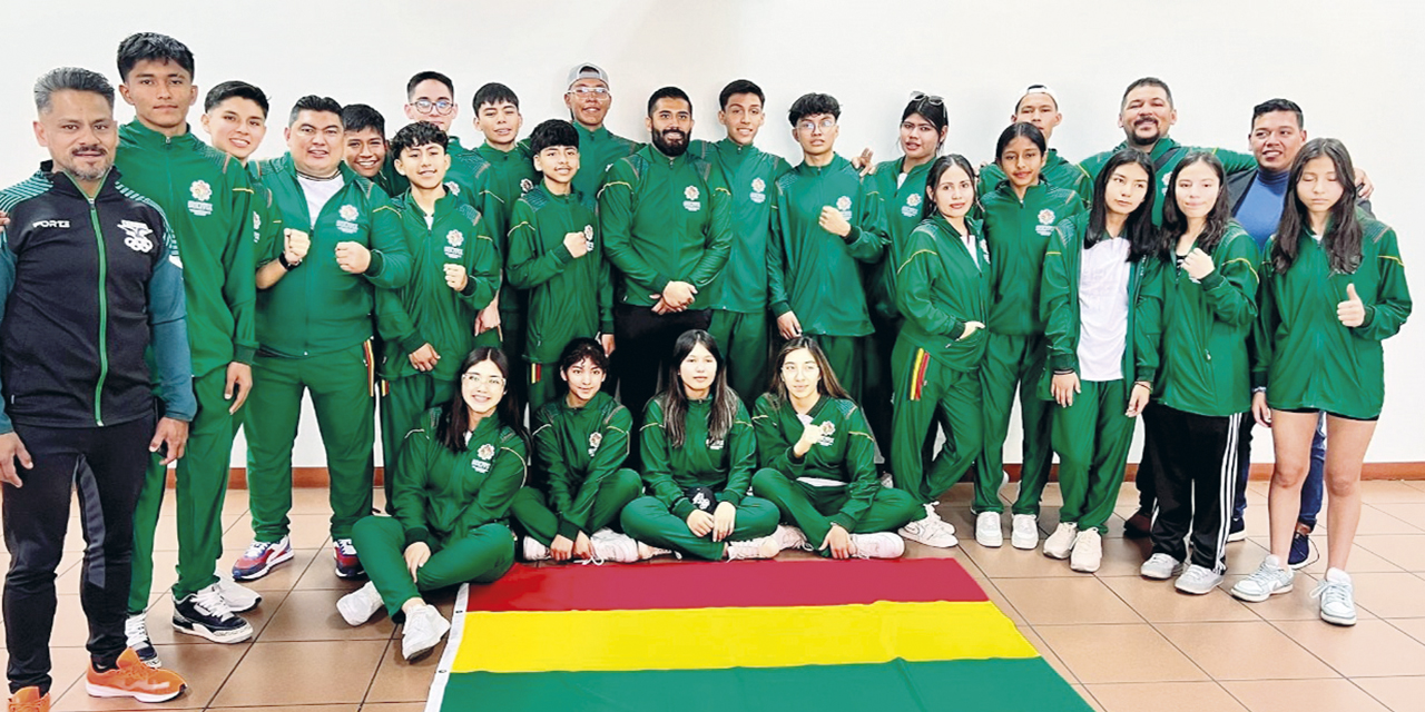 Integrantes de la representación nacional de karate que viajó a Brasil.