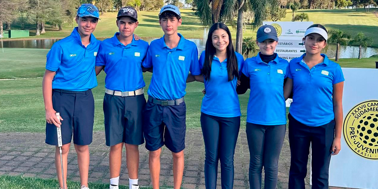 Integrantes del equipo nacional de golf que participa en el Campeonato Sudamericano Prejuvenil, en Brasil. Foto: 442 -FBG