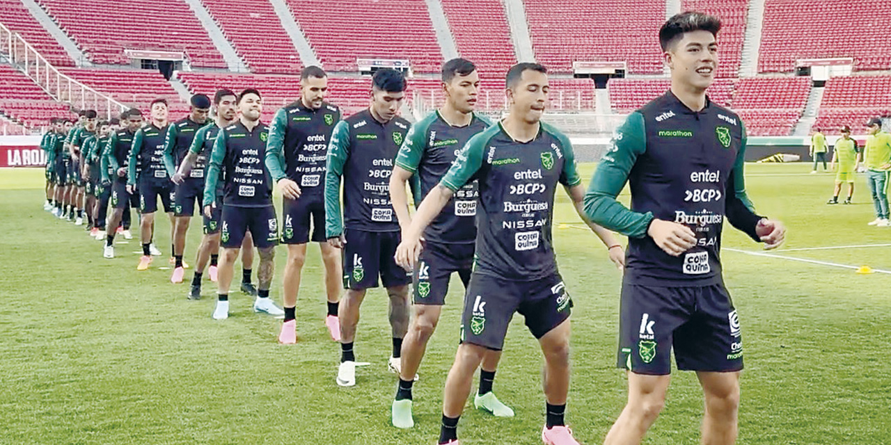 La Selección en el cierre de prácticas, en el estadio Nacional de Chile.