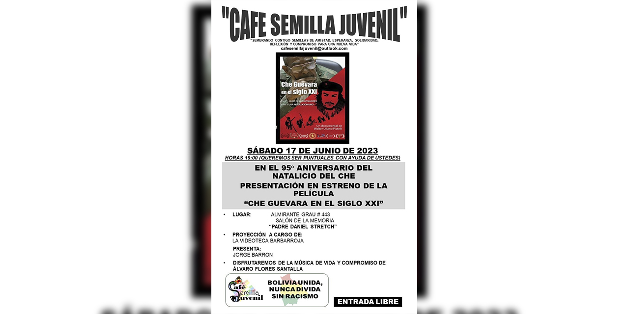 El afiche del Café Semilla Juvenil, que presentará el largometraje en La Paz.