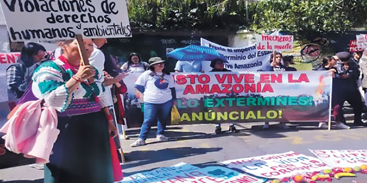 Plantón frente a la Corte Constitucional de Ecuador. Foto: @ElenaDeQuito