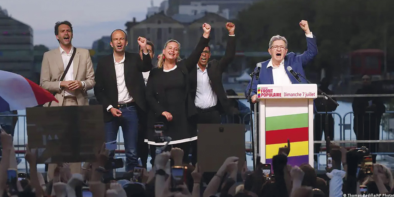 Jean-Luc Mélenchon y otros miembros de La Francia Insumisa celebran el triunfo. | Foto: DW