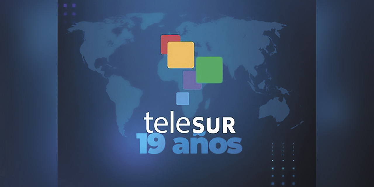 Logotipo que destaca el 19 aniversario de Telesur. | Foto: Telesur