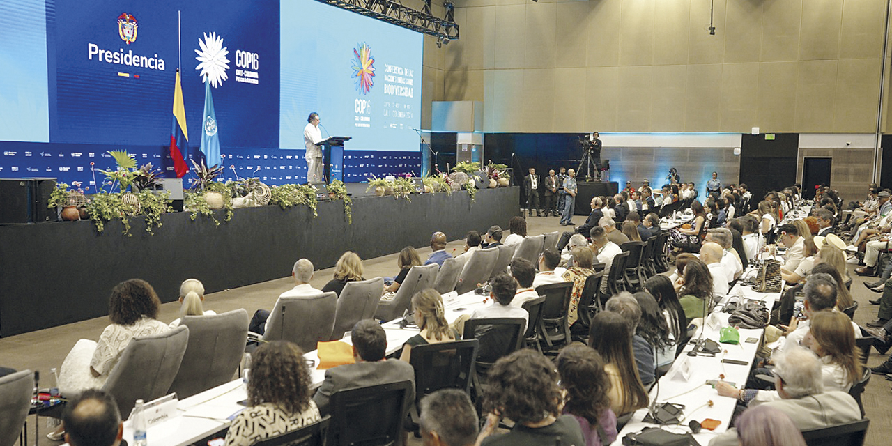 El presidente colombiano, Gustavo Petro, en la inauguración del COP16 en Cali.