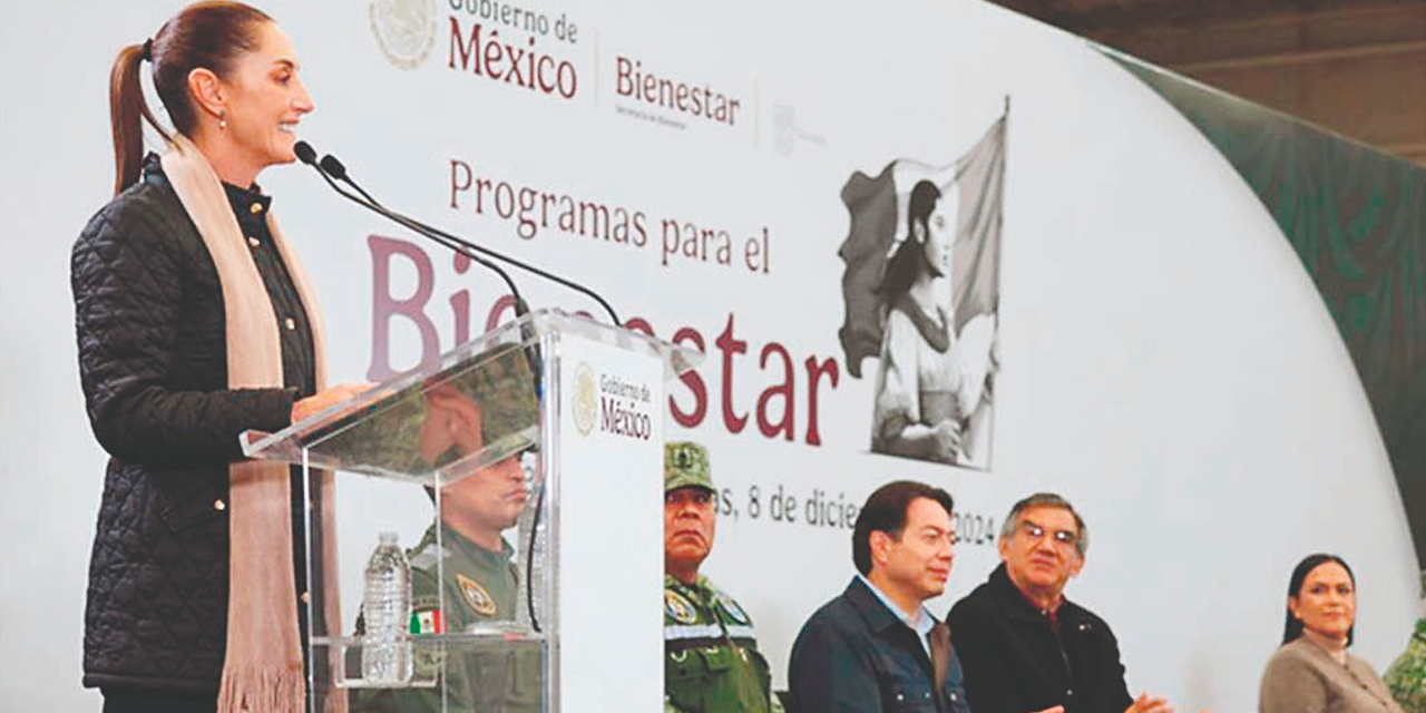 La presidenta de México, Claudia Sheinbaum, durante una conferencia de prensa. Foto: Prensa latina