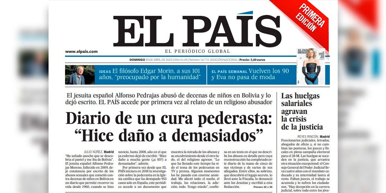 Portada del diario El País de España, 30 de abril. (Foto: Captura)