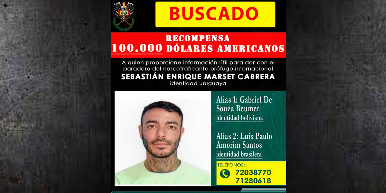 Publicación sobre Sebastián Marset que la Policía Boliviana difundió