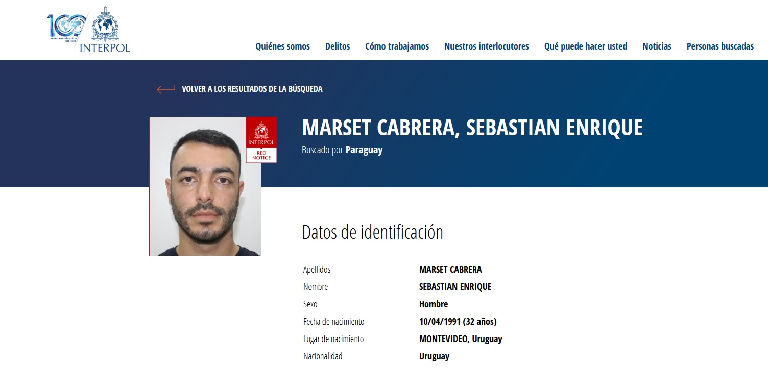 La alerta roja que emitió Interpol fue activada por Paraguay