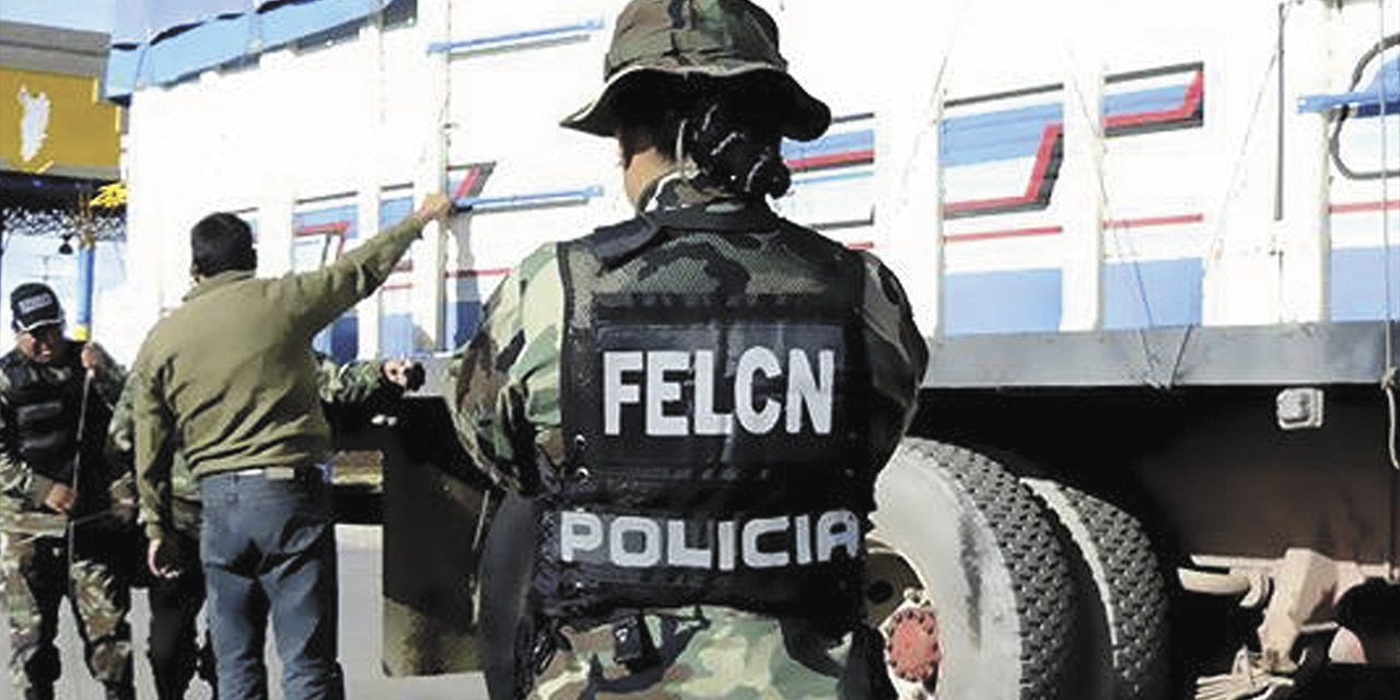 Una integrante de la FELCN durante un operativo policial. | Foto: FELCN